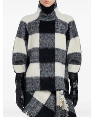 Proenza Schouler High-Neck Check Wool Top - Grey