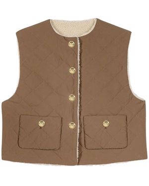 Maje Gesteppter Mantel aus Faux Fur - Braun