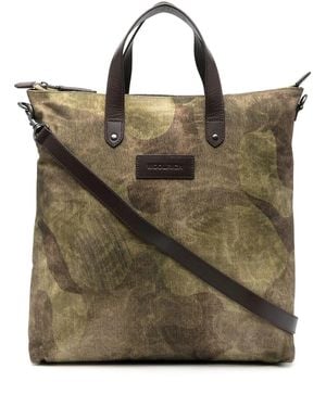 Woolrich Camou Logo-Patch Tote Bag - Brown