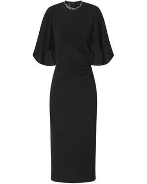 Pinko Knee-Length Dress With Flutter Sleeves - Black