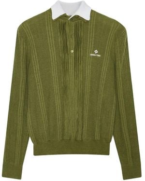 ShuShu/Tong Logo-Embroidered Polo Top - Green