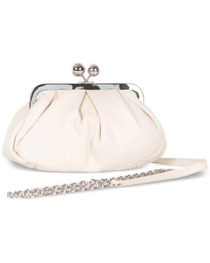 Weekend by Maxmara Small Pasticcino Ruched Chain Clutch Bag - White