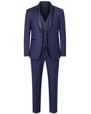 Tagliatore Shawl-Lapel Three-Piece Suit - Blue