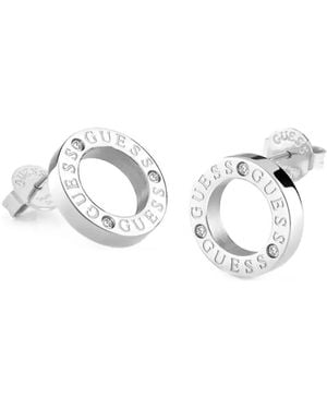 Guess Logo-Engraved Stud Earrings - White