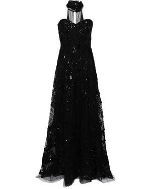 Saiid Kobeisy Embroidered Strapless Gown - Black