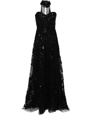 Saiid Kobeisy Embroidered Strapless Gown - Black