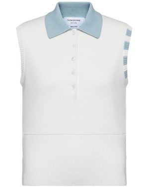 Thom Browne Sleeveless Polo Shirt - White