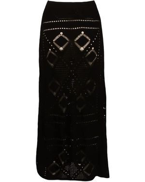 Akep Crochet-Pattern Midi Skirt - Black