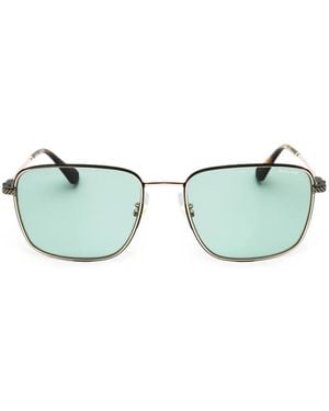 Police Rectangle-Frame Metal Sunglasses - Green