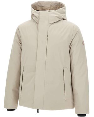 Save The Duck Logo-Patch Padded Jacket - Natural