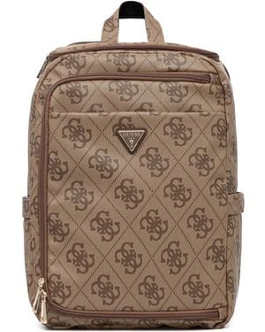 Guess Berta 4G Patterned Logo-Plaque Backpack - Brown