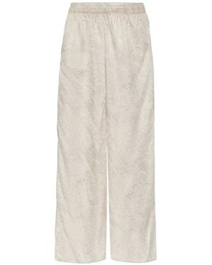 Golden Goose Floral-Motif Wide-Leg Track Trousers - White