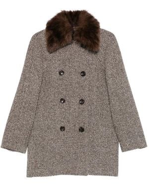 Liu Jo Manteau Mi-Long À Col En Fourrure Artificielle - Brown