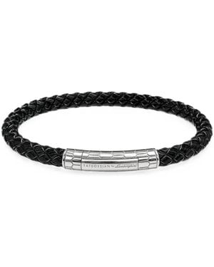 Tateossian Braided Leather Bracelet - Black