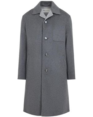Ami Paris Wool Single-Breasted Coat - Grey
