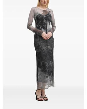 Never Fully Dressed Palm-Tree Print Midi Dress - Black