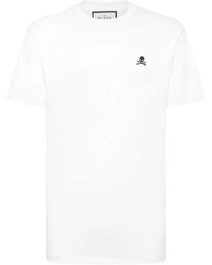 Philipp Plein Basic Round Neck T-Shirt Skull - White