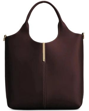 Tod's Small Logo-Plaque Leather Tote Bag - Purple