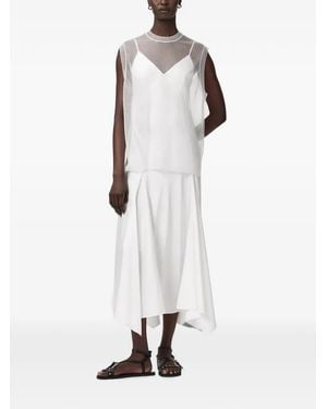 AllSaints Sheer-Overlay Flared Dress - White