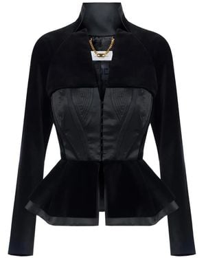 Elisabetta Franchi Gazar And Velvet Jacket - Black