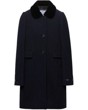 Prada Detachable Collar Single-Breasted Coat - Blue