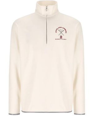 Brunello Cucinelli Sudadera Con Media Cremallera Y Bordado - Blanco