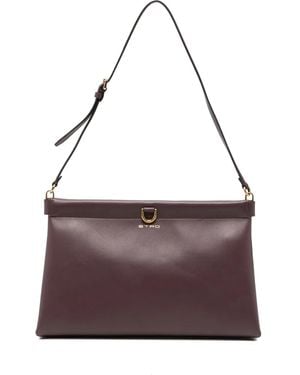 Etro Medium Leather Clutch Talk - Purple