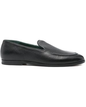 VINNY'S Marcel Grained-Leather Loafers - Black