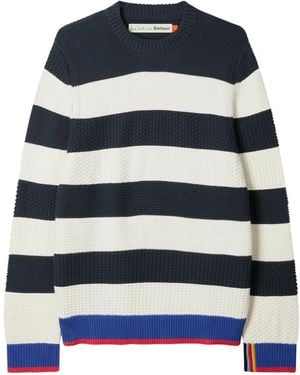 Paul Smith Loves Barbour Striped Waffle-Knit Jumper - Blue