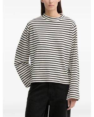 Marc O' Polo Striped Mock-Neck Top - Gray