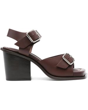 Lemaire Square Heeled Sandals With Straps 80 Shoes - Brown