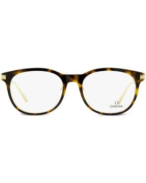 OMEGA EYEWEAR Occhiali Tondi Con Effetto Tartarugato - Marrone