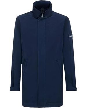 Add Zip-Front Patch-Pocket Coat - Blue