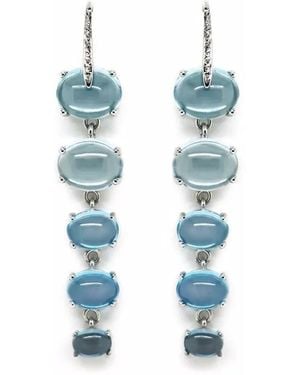Maviada 18Kt Witgouden Sardinia Oorbellen Met Topaas En Diamant - Metallic