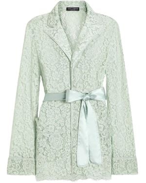 Dolce & Gabbana Lace-Detail Belted Jacket - Green