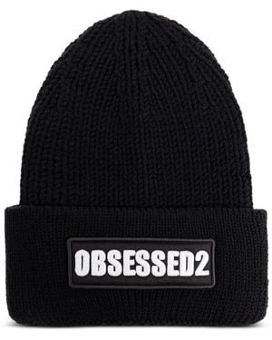 DSquared² リブニット ビーニー - ブラック