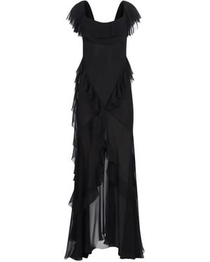 Nina Ricci Ruffled Silk Maxi Dress - Black