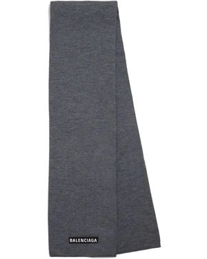 Balenciaga Logo-Patch Scarf - Gray