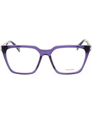 Police Rectangle-Frame Glasses - Purple