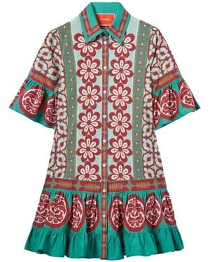 La DoubleJ Choux Floral-Print Ruffled Mini Dress - Red