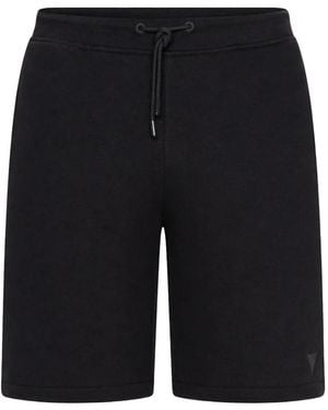 Guess Drawstring-Fastening Logo-Patch Shorts - Black