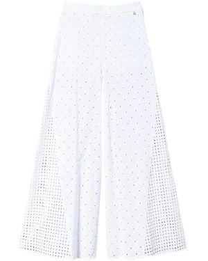 Twinset Pantalon Palazzo En Broderie Anglaise - White