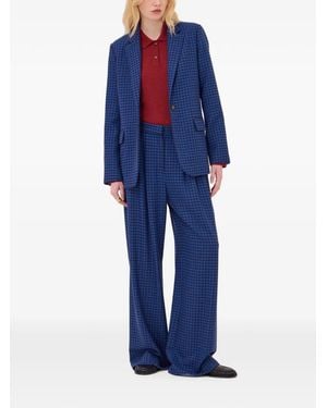Ottod'Ame Gingham-Check Pleated Pants - Blue