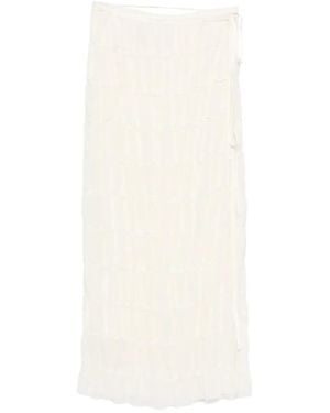 Song For The Mute Ruffled Midi Skirt - White