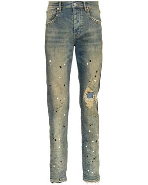 Purple Brand Paint Splatter Jeans - Blue