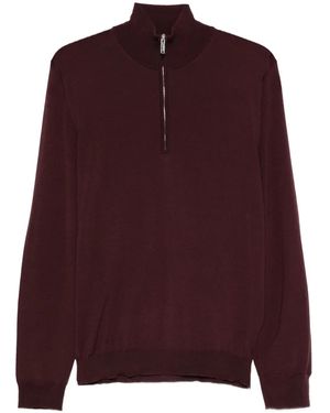 Zanone Half-Zip Polo Shirt - Purple