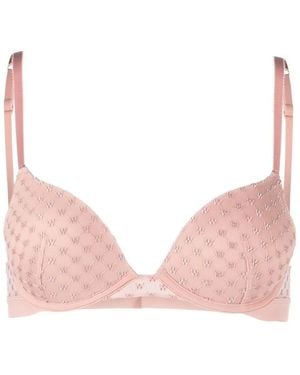 Wolford Logo-Embroidered Demi-Cup Bra - Pink