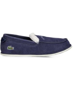 Lacoste Aubrey Faux-Fur Trim Loafer-Style Slippers - Blue