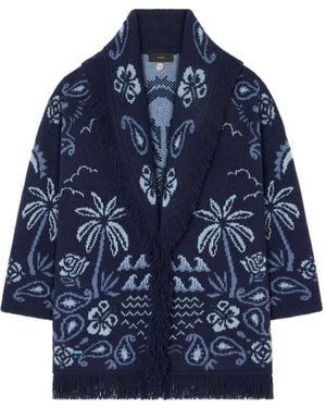 Alanui Palm-tree Fringed Cardigan - ブルー