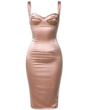 Dolce & Gabbana Satin-Finish Bustier Midi Dress - White